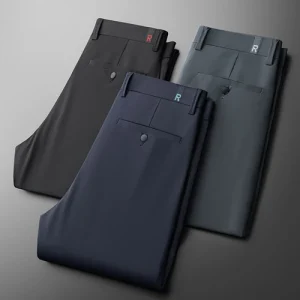 2024 New Thin Men Brand Business Causal Suit Pants Straight Slim Soft